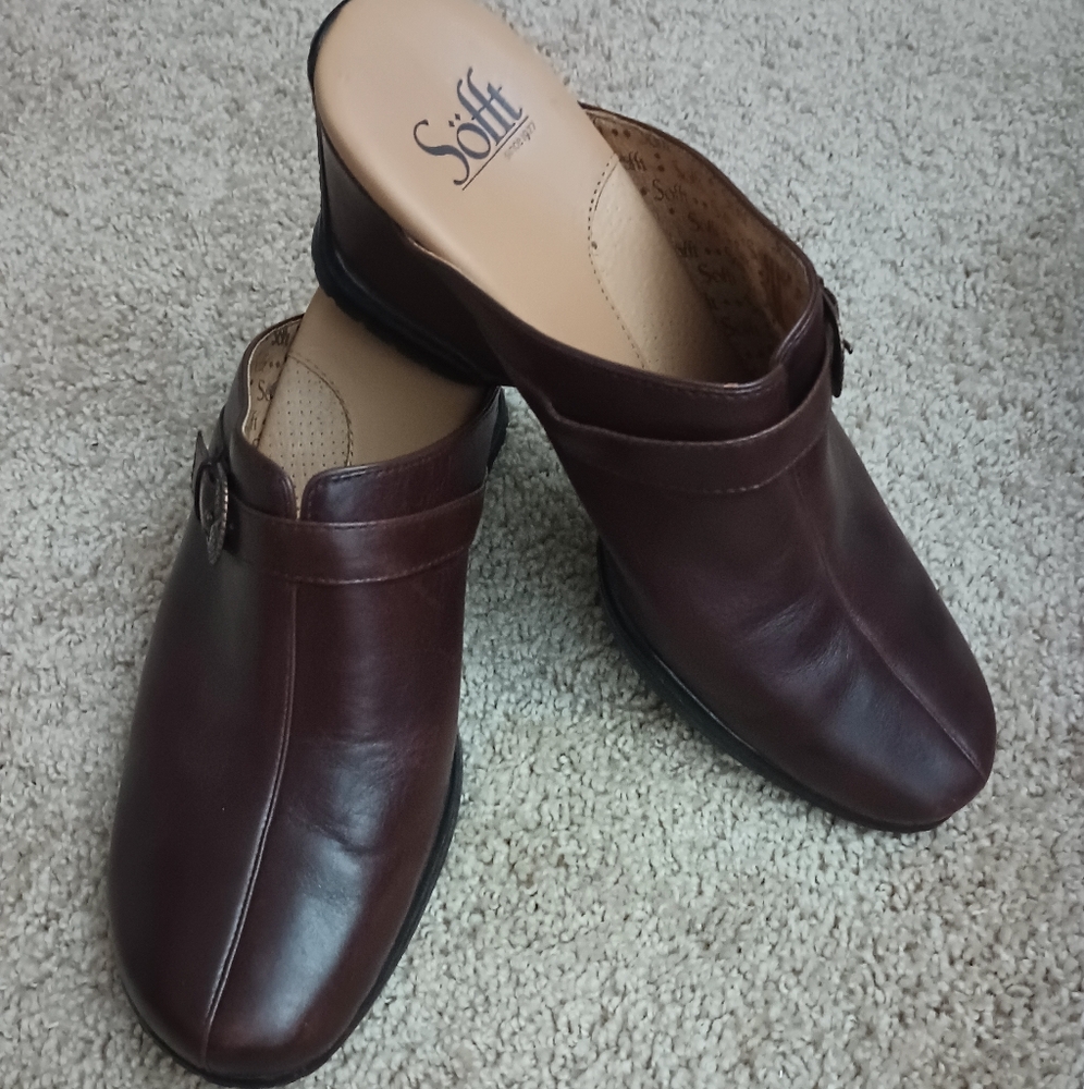Sofft‎ Brown Leather Mules Slip-On 8M
